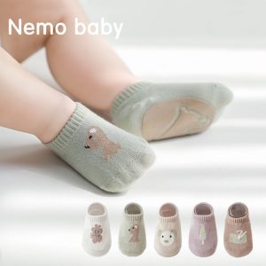 Spring And Summer New Baby Floor Socks Combed Cotton Non-Slip Indoor Cool Children Toddler Socks Cartoon Short Boat Socks