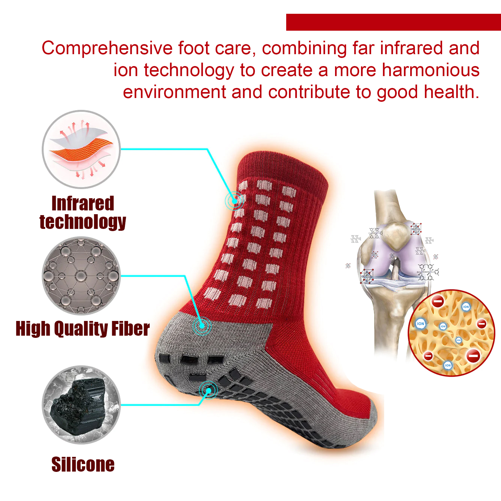 Foot Massage Socks, Outdoor Exercise Fitness Breathable Comfort Foot Massage Promote Non-Slip Warm Socks - Image 6