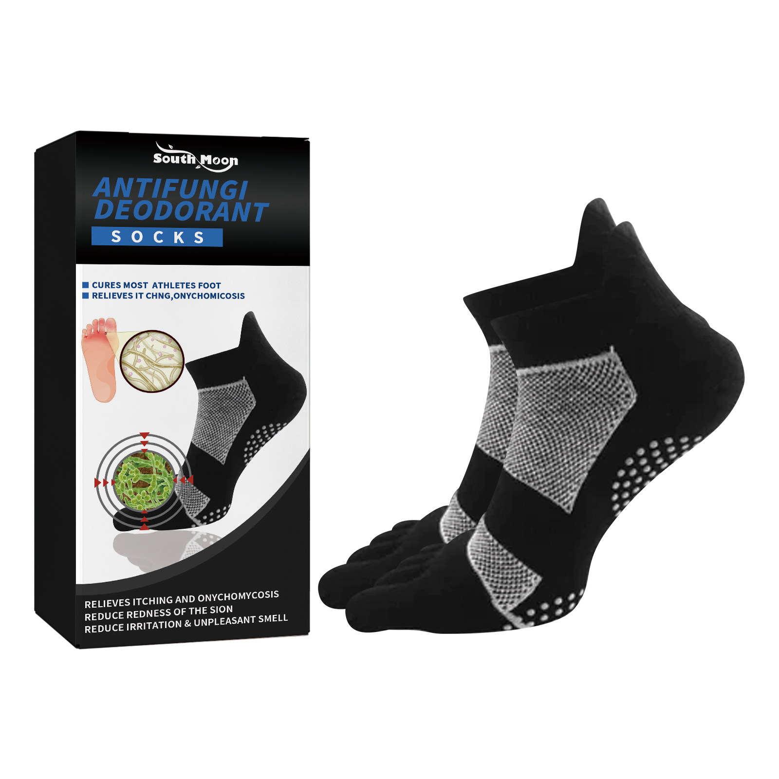Antifungal Deodorant Socks, Comfortable Breathable Non-slip Anti-foot Sweat Deodorant Foot Care Thermal Socks - Image 3