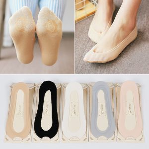 Ice Silk Boat Socks Ladies Invisible Socks Silicone Non-Slip Cotton Bottom Socks Summer Seamless Boat Socks